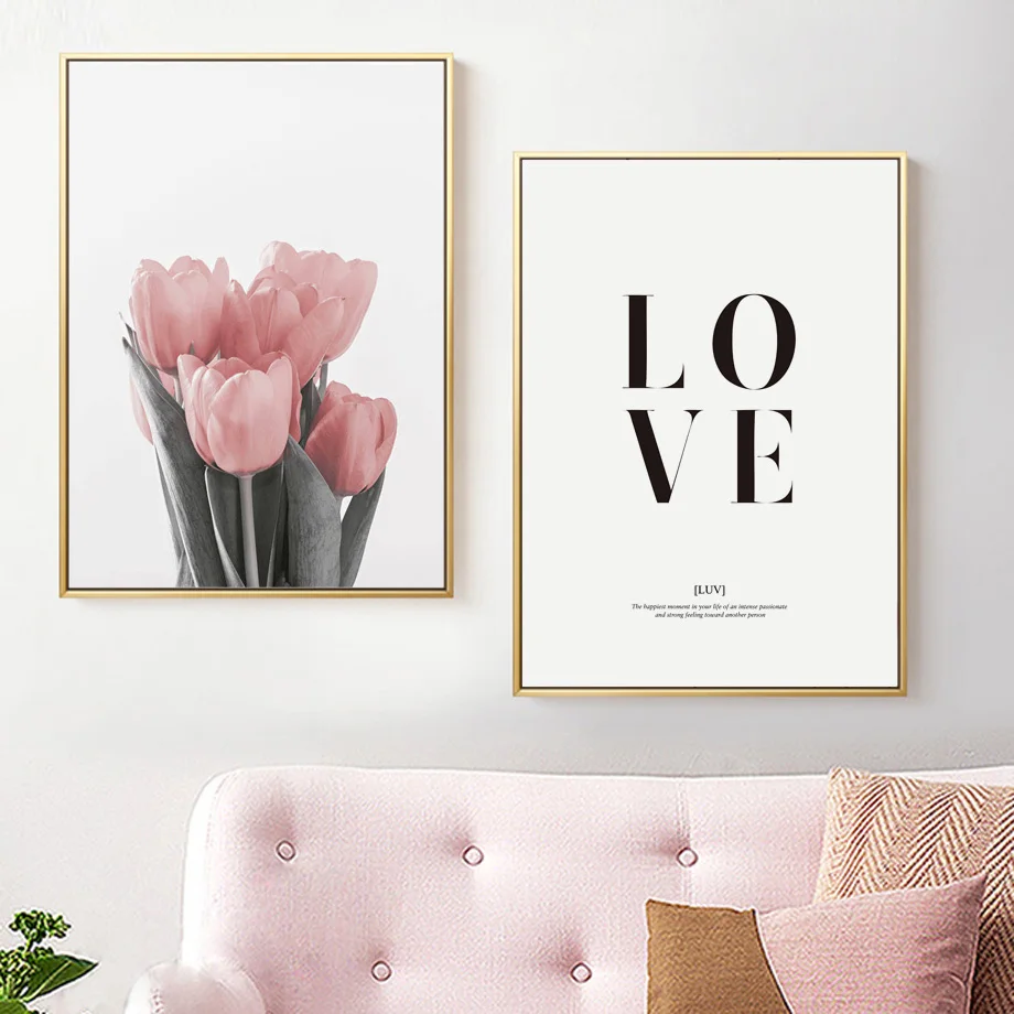 

Canvas Art Print Tulip Love Quotes Girl Bedroom Nordic Posters And Prints Kids Wall Pictures For Living Room Home Decor