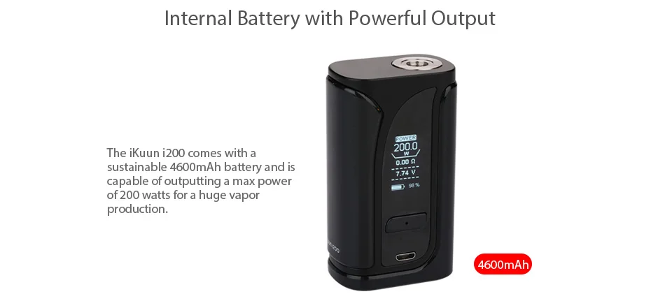 Eleaf IKuun i200/iKuu I200 TC коробка мод с встроенным 4600 мАч ячейкой и 0,96 дюймовый дисплей Макс 200 Вт Выход большой мощности Vape мод