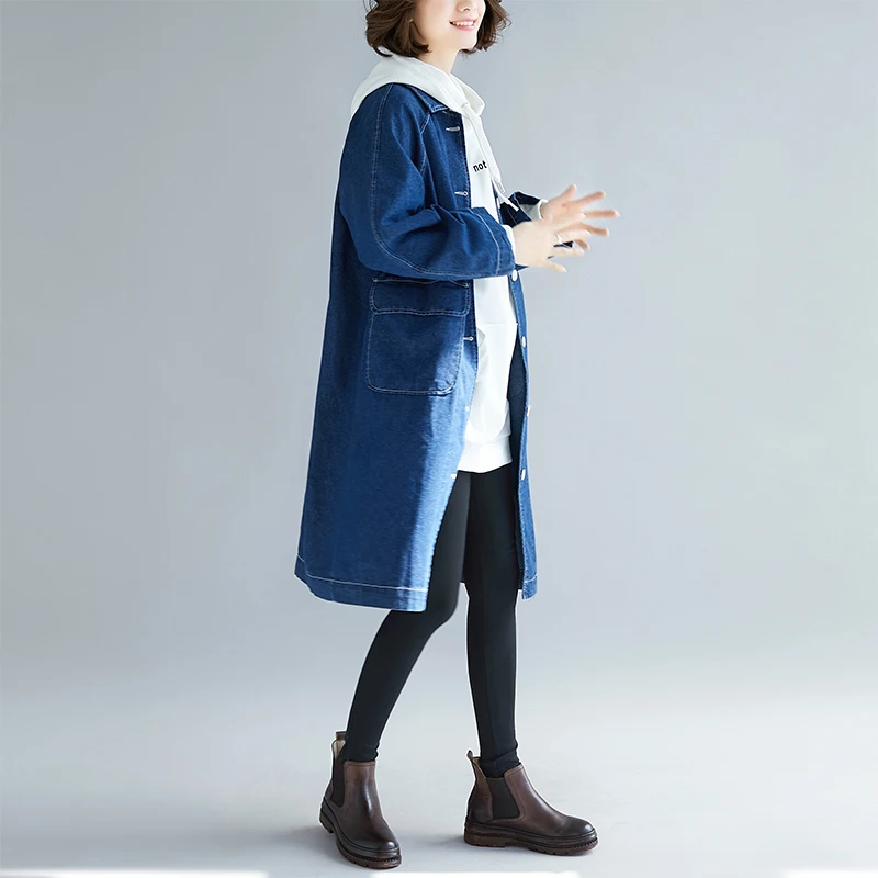 Повседневный стиль Харадзюку хиппи бохо деним синий ковбой Свободные мешковатые