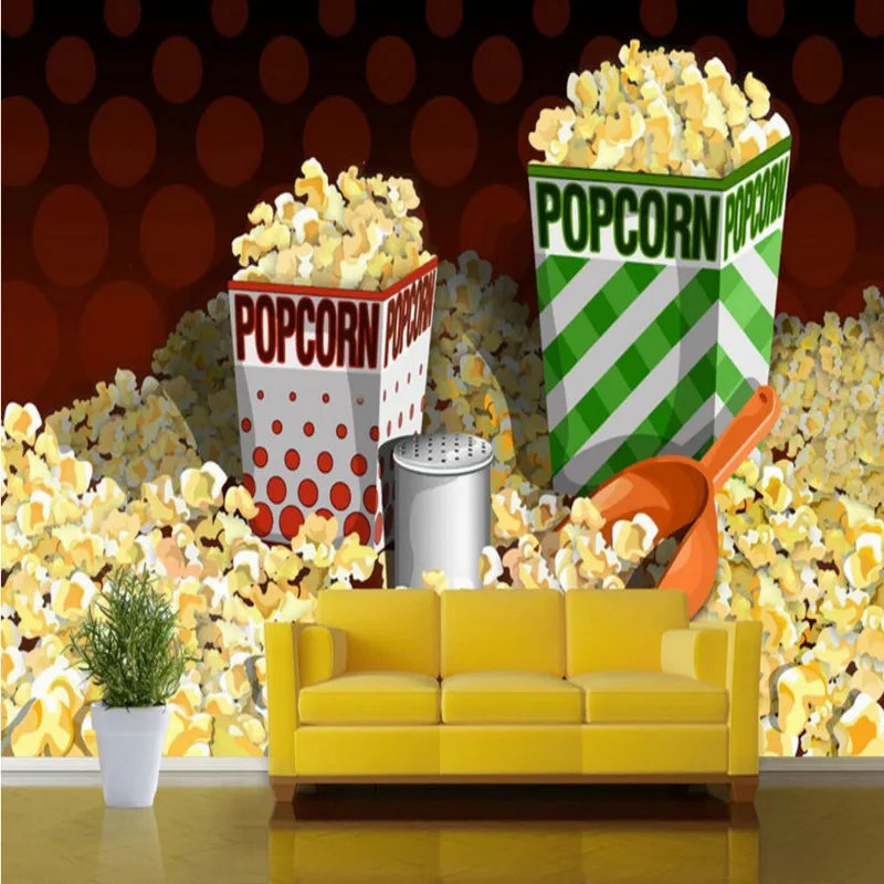 Custom 3d wallpaper Popcorn Background Wallpaper Mall Fast Food shop Bar Restaurant lobby mural | Обустройство дома