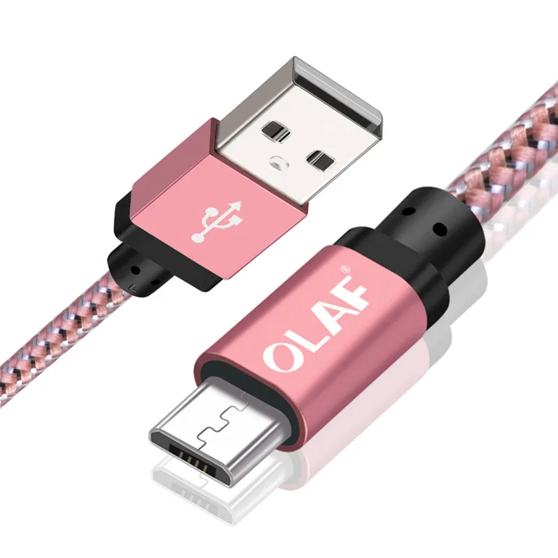 Олаф микро USB кабель 1 м 2 м 3 м Быстрая зарядка USB кабель для передачи данных для samsung S6 S7 Xiaomi 4X LG планшет Android мобильный телефон usb зарядка - Цвет: Rose Gold