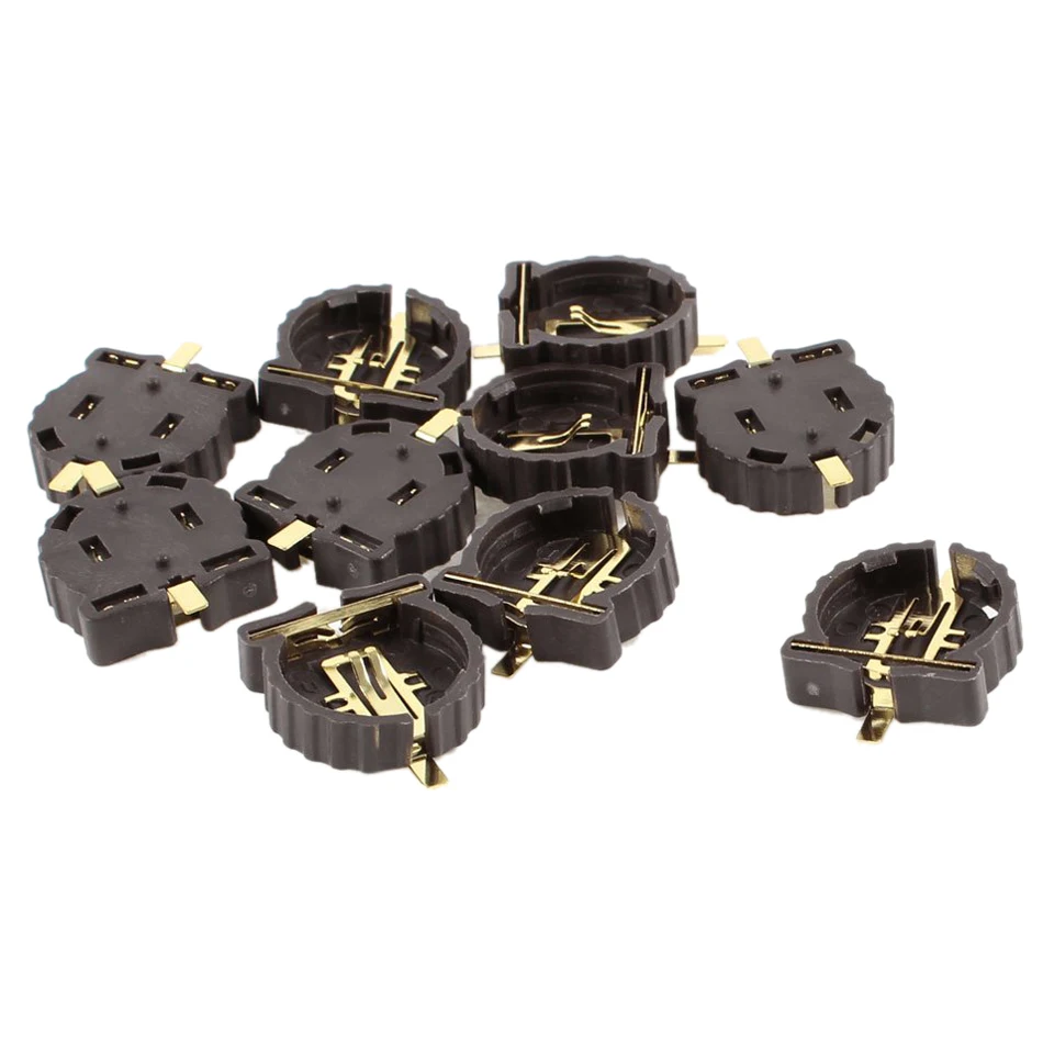 Совершенно новый 10 шт Черный Коричневый Пластиковый корпус CR1220 Кнопка сотового