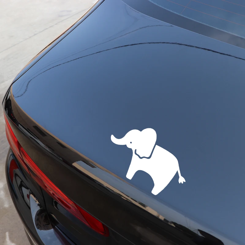 

YJZT 15.7CM*9.8CM Cartoon Little Elephant Decor Body Of Car Car Sticker Vinyl Decal Black/Silver C4-1596