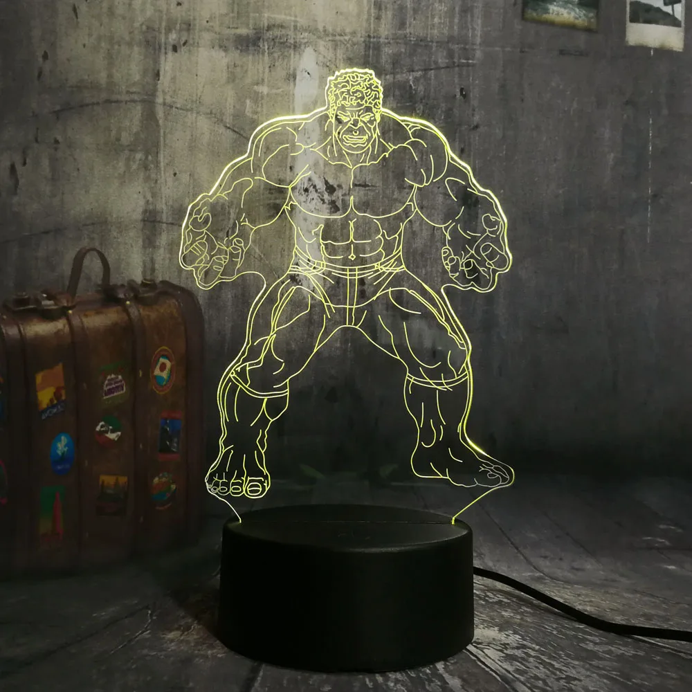Халка по флеш-накопителей “Мстители” Прохладный Super Hero цветная(RGB) 3D светодиодный Ночной светильник Настольная лампа многоцветный RGB лампы Рождественский Декор для дома детские новинка подарок