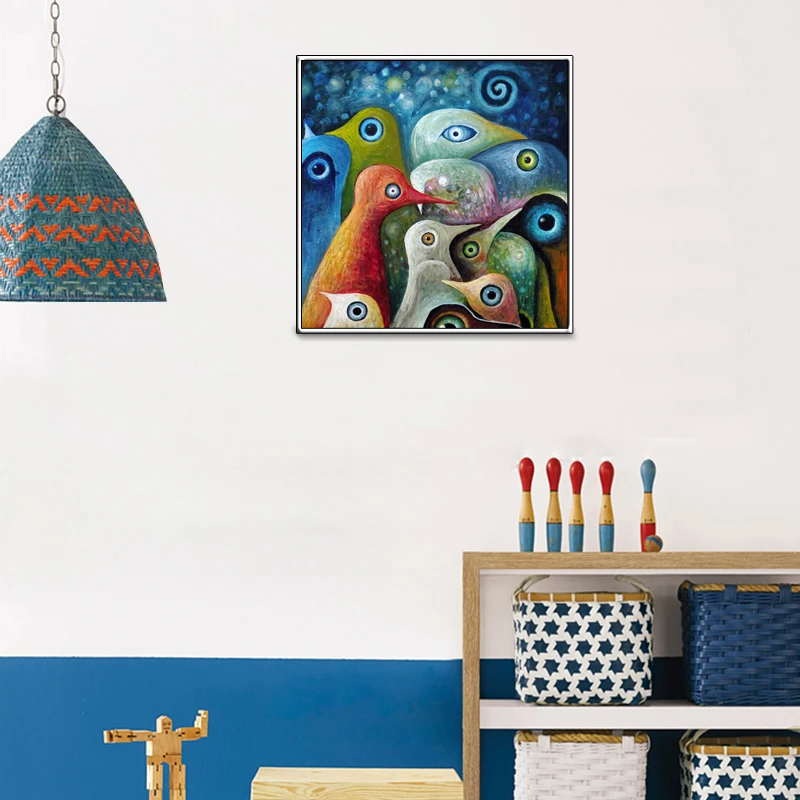 5D сделай сам алмазная живопись абстрактная мультяшная птица узор круглая