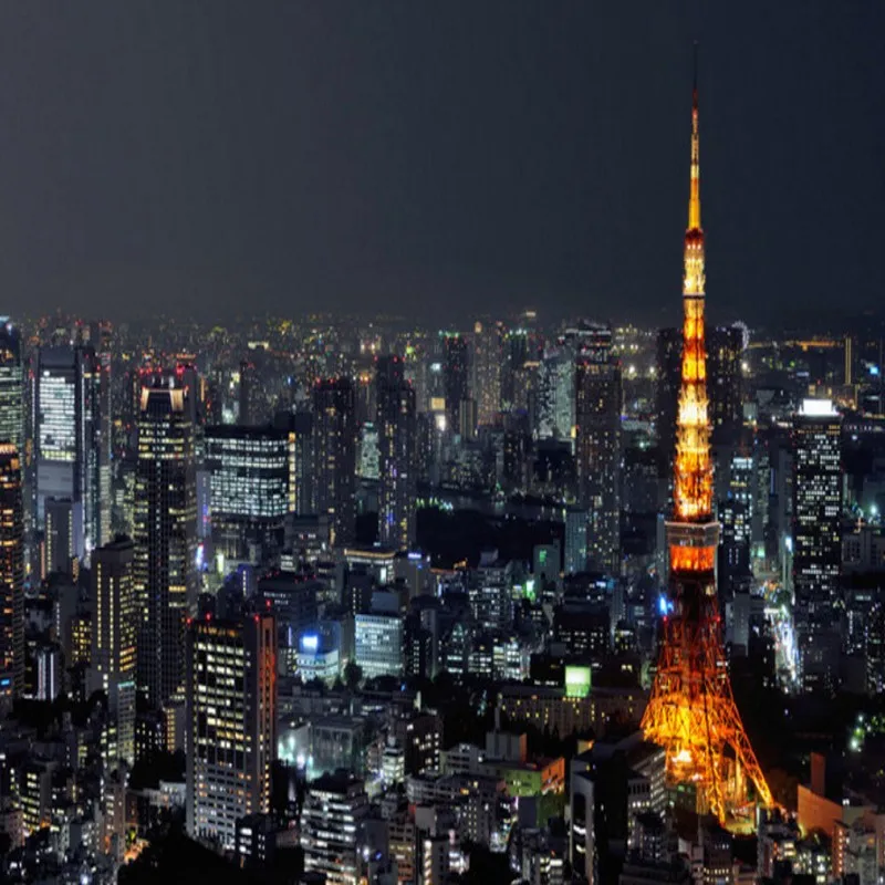 Фотообои красивый город ночной вид обои ресторан кафе на заказ роспись высокое