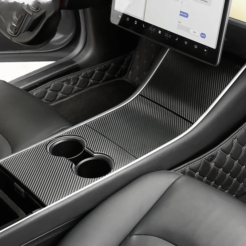 Модификация Центрального управления пленка для Tesla модель 3 автомобильные аксессуары - Название цвета: Carbon Fiber