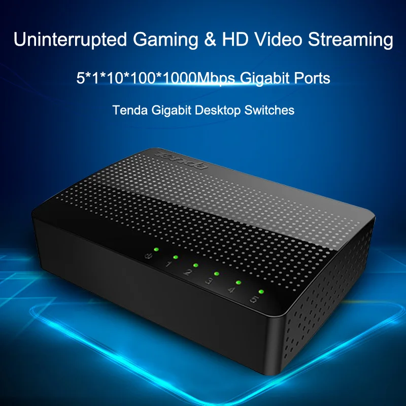 Tenda SG105 Ethernet коммутатор 5 гигабитный Порт настольный коммутатор 10/100/1000 Мбит/с RJ45 порт Soho коммутатор LAN концентратор plug and play