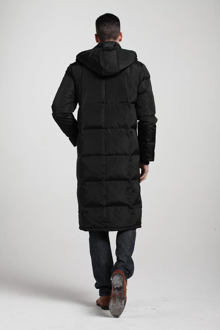 Мужской удлиненный пуховик свободная Толстая куртка до колена на белом утином