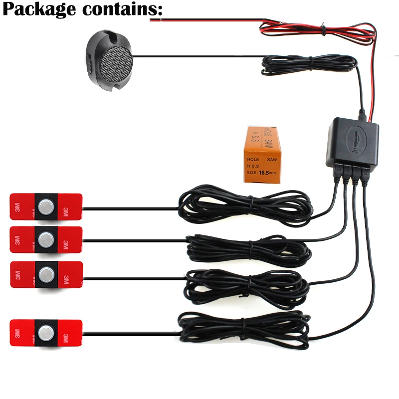 

HaiSunny 16mm Flat Sensors Dual Core Car parktronic Auto Reverse Backup Radar Alarm System Sensor + Sound Alert Indicator