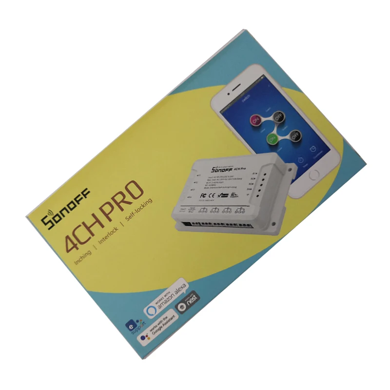 Sonoff 4CH Pro 4 канала WiFi RF Смарт вкл/выкл умный пульт управления инчинг/самоблокирующийся/блокировка/таймер на din-рейке