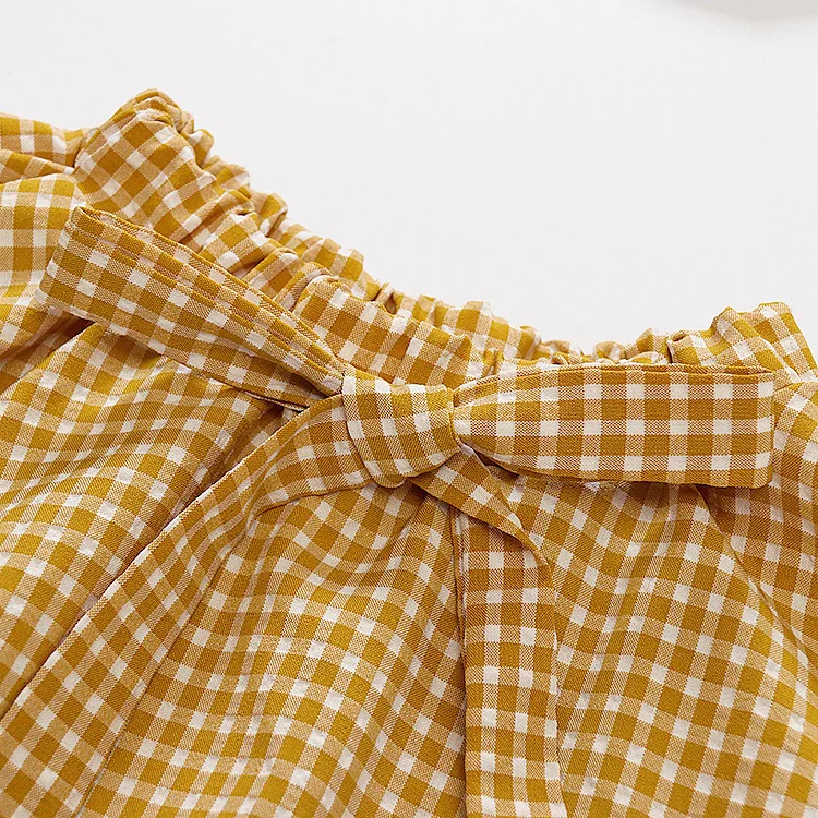 

BibiCola 2pcs girls clothes summer kids clothing sets new fashion solid cotton tops +lattice skirts outfits children clothes