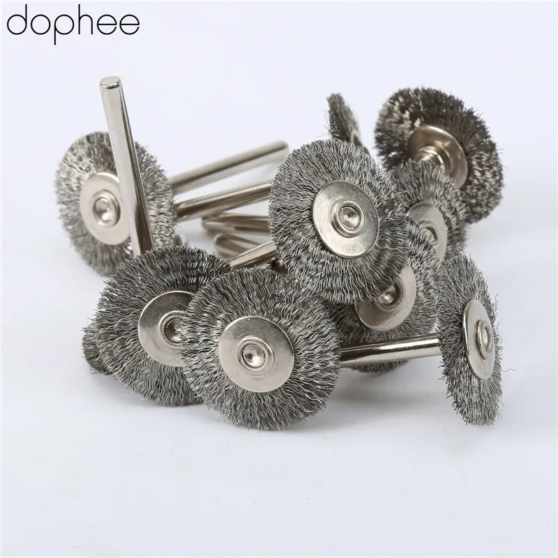 Dopee Dremel аксессуары из нержавеющей стали щетки колеса провода для шлифовальной машины Dremel аксессуары роторный инструмент 22 мм сталь 20 шт