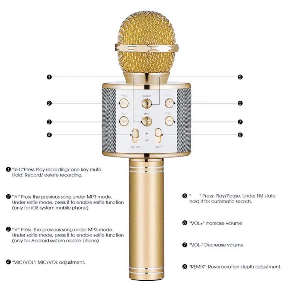 Travor Bluetooth беспроводной микрофон караоке динамик ручной музыкальный плеер для