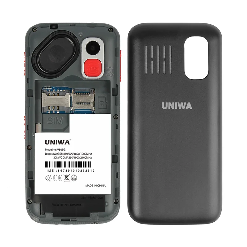 UNIWA V808G, мобильный телефон, 3g, WCAMA, кнопка SOS, 1400 мА/ч, 2,31 дюймовый экран, для пожилых людей, мобильный телефон, фонарик, фонарь, сотовый телефон для пожилых людей