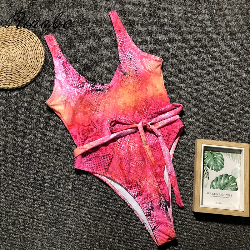 Rinabe Sexy Бикини c хомутом принт змеиной кожи женский купальник бандо купальный