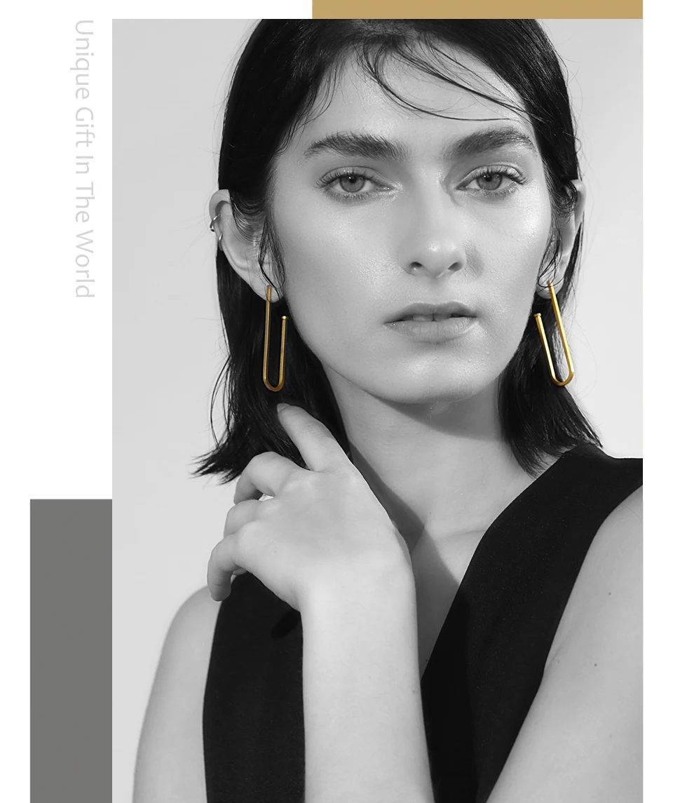 Enfashion, ювелирные изделия, геометрические большие клипсы, серьги, золотой цвет, нержавеющая сталь, длинные висячие серьги для женщин, серьги EB171028