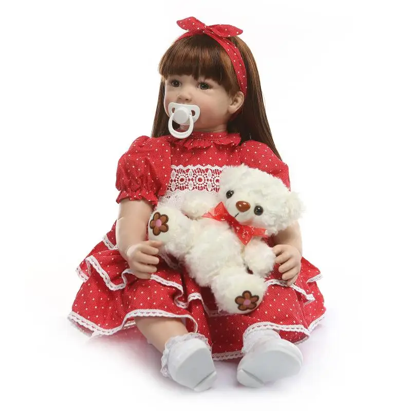 

60cm Lifelike Baby Bonecas Girl very Big reborn Toddler Princess Handmade Silicone Vinyl Adorable Kid Bebe Doll Reborn Menina