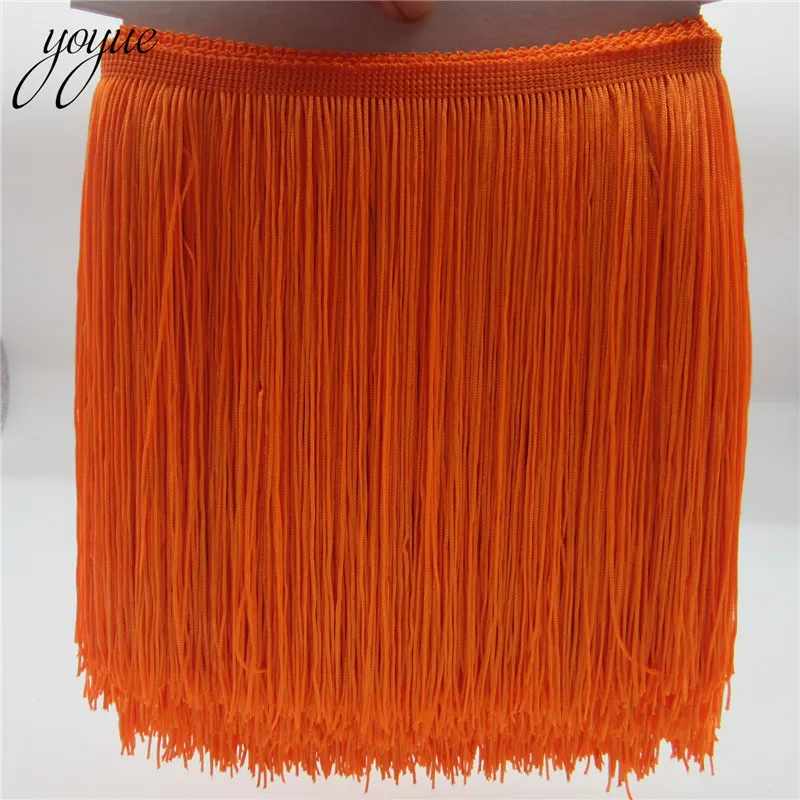 Orange YOYUE 1 ярдов/партия 20 см широкая кружевная бахрома отделка отделочная кисточка для DIY латинское платье сценическая одежда кружевные аксессуары лента - Цвет: Orange