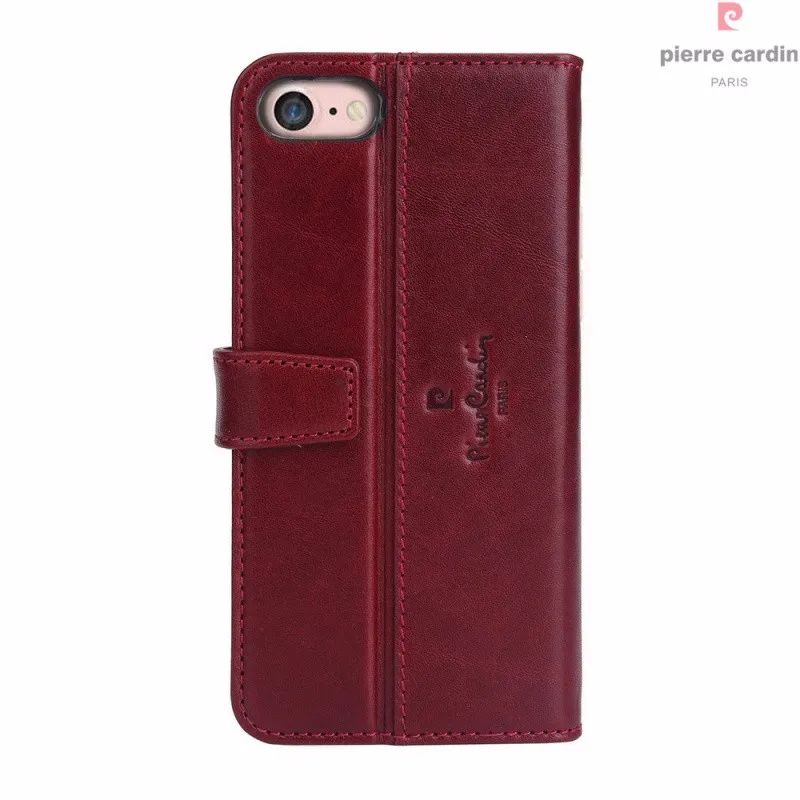 Бренд Pierre Cardin для Apple iPhone 8 7 Plus чехол для телефона из натуральной кожи Магнитный чехол-книжка с откидной подставкой Держатель для карт