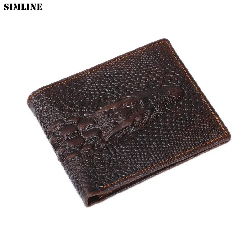 Брендовый мужской бумажник из натуральной коровьей кожи винтажный крокодиловой