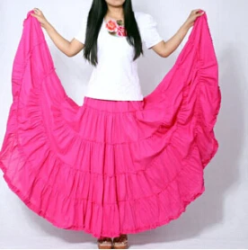 Rose Pink Skirt Длинные юбки, женская мода, карамельный цвет, хлопок, Falda, Женская винтажная Повседневная пляжная богемная плиссированная большая маятниковая юбка макси - Цвет: Rose Pink Skirt