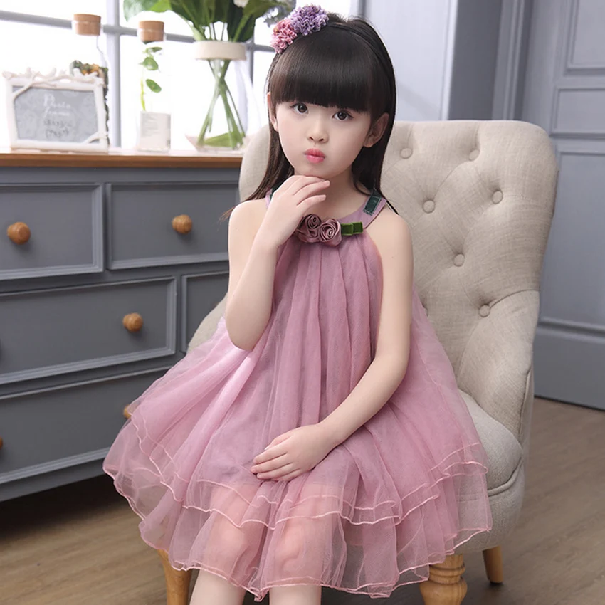 Платье с цветочным узором для девочек вечерние летние платья маленьких на