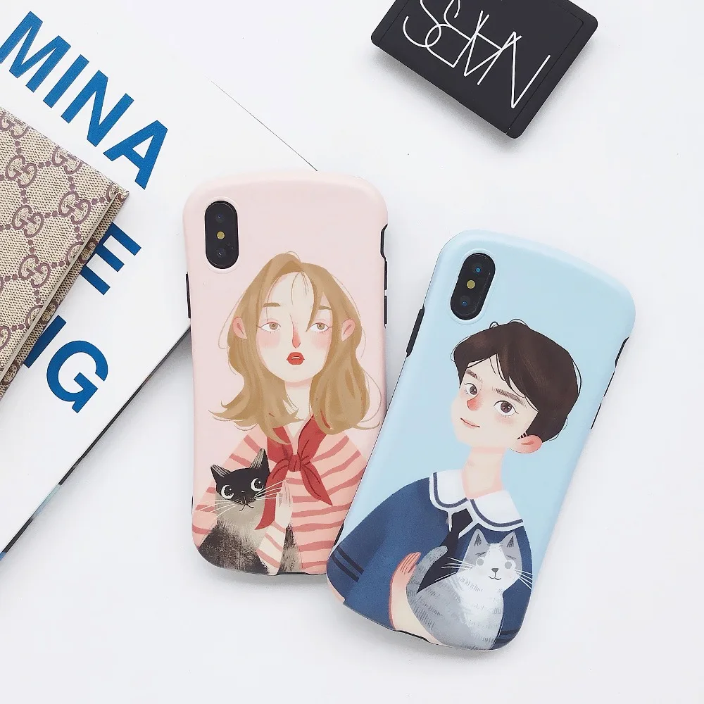 New Lovely Couples Pattern Phone Case For iPhone X XR XS Max Cases 7 8 6 6s Plus Soft Silicon Glossy Back Cover |