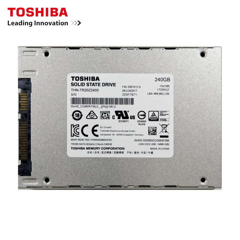 Оригинальный внутренний SSD накопитель Toshiba TR200 встроенный твердотельный 480 ГБ