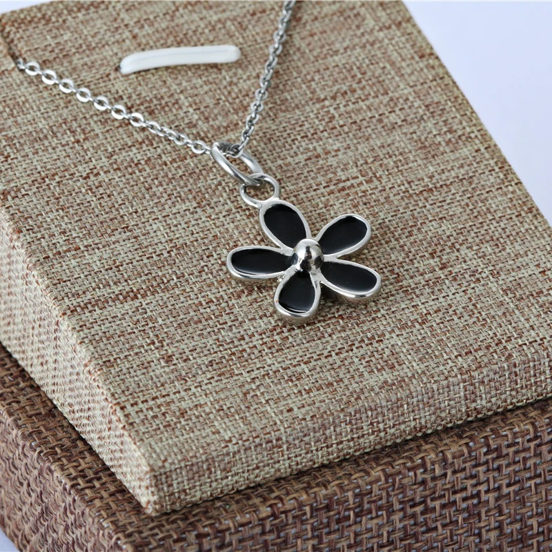 

black color stainles steel necklace pendants flower sharp necklaces pendant