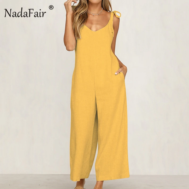 Женский комбинезон с открытой спиной FSDA свободный хлопковый широкими