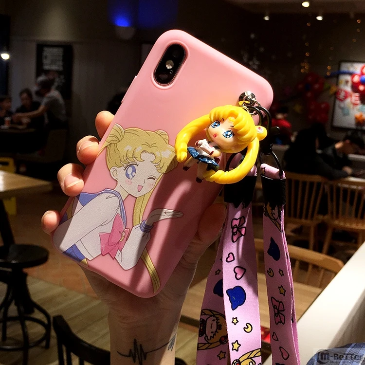 air kiss Для samsung note10pro S10plus 3D чехол Сейлор Мун S8/9+ милый мультяшный чехол для Galaxy Note 8 9 мягкий чехол S7 edge подарок для девочки ремень - Цвет: air kiss