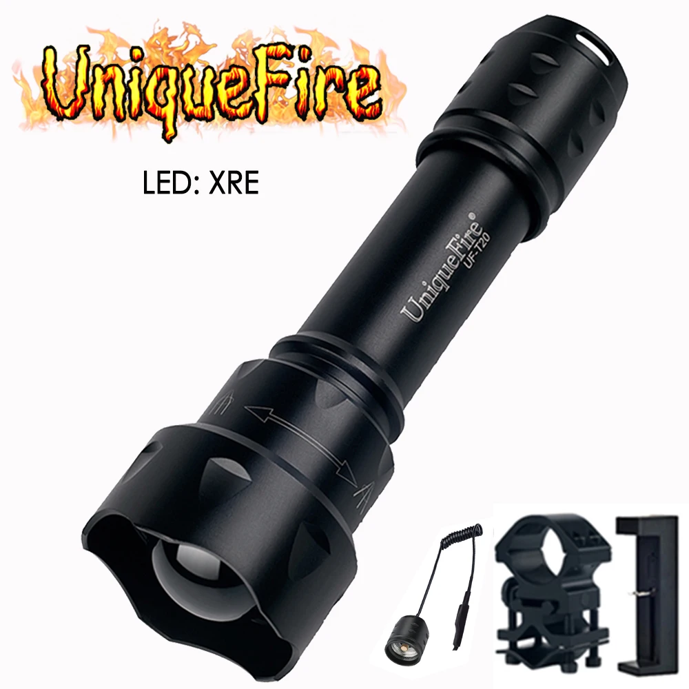 UniqueFire T20 XRE 3 режима портативный мини фонарик с черным фонариком светодиодный