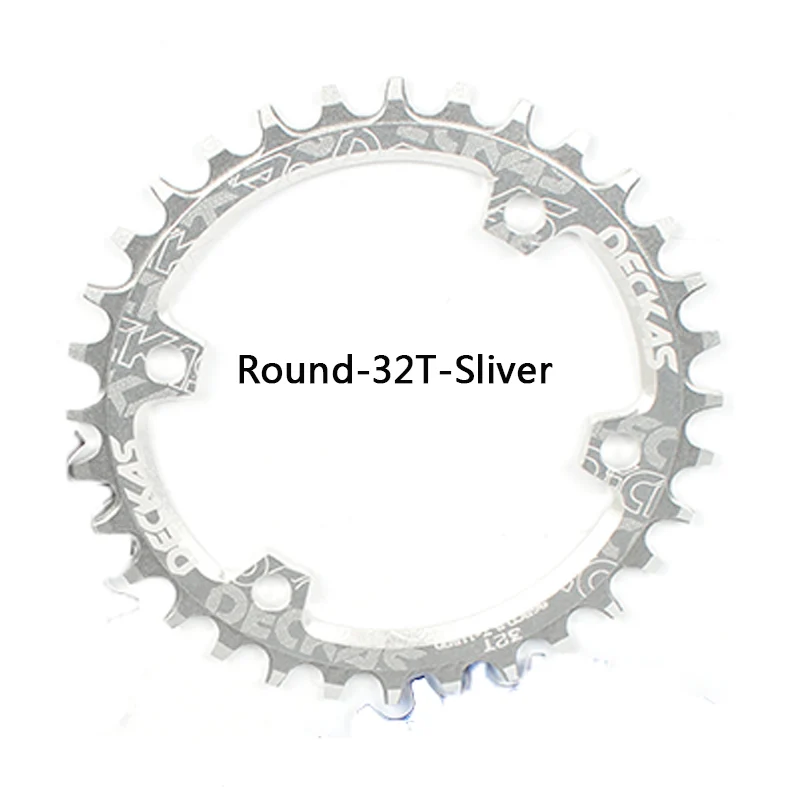 Round-32T-Sliver Deckas круглая узкая широкая цепь MTB горный велосипед 104BCD 32T 34T 36T Запчасти для зубной пластины - Цвет: Round-32T-Sliver