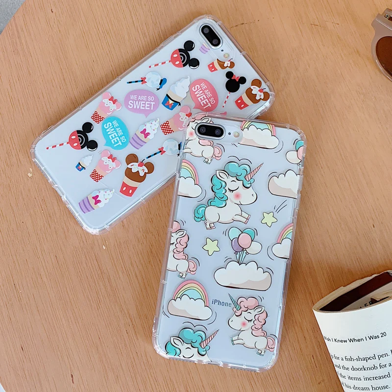 Для iphone XS max милый Единорог Минни подушка безопасности телефонные чехлы для 8 plus 7 6