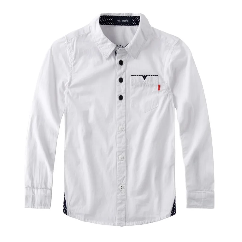 Детская Мужская рубашка 2019 г. Весенне осенняя однотонная с длинными рукавами из