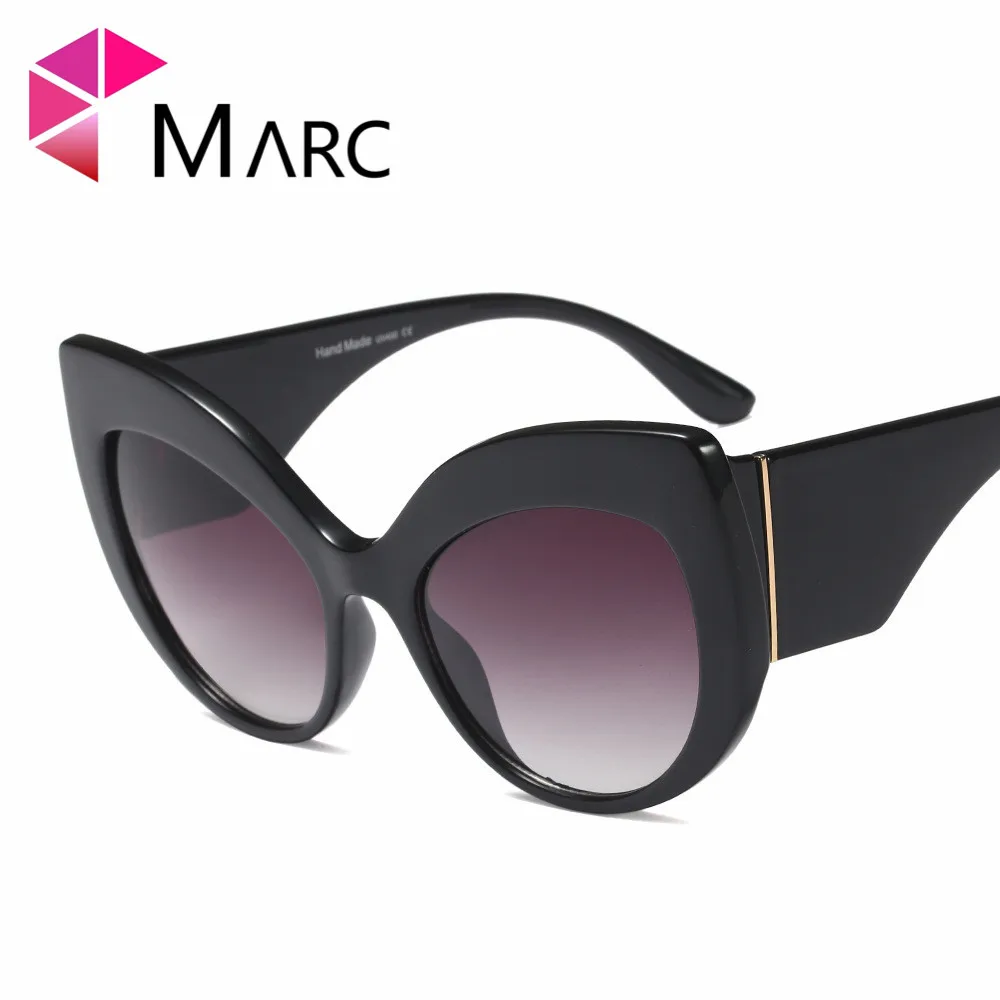 

MARC WOMEN Cateye fashion Sunglasses Trendy Gradient Oversized Brand Plastic Goggle Resin Leopard eyewear Man UV400