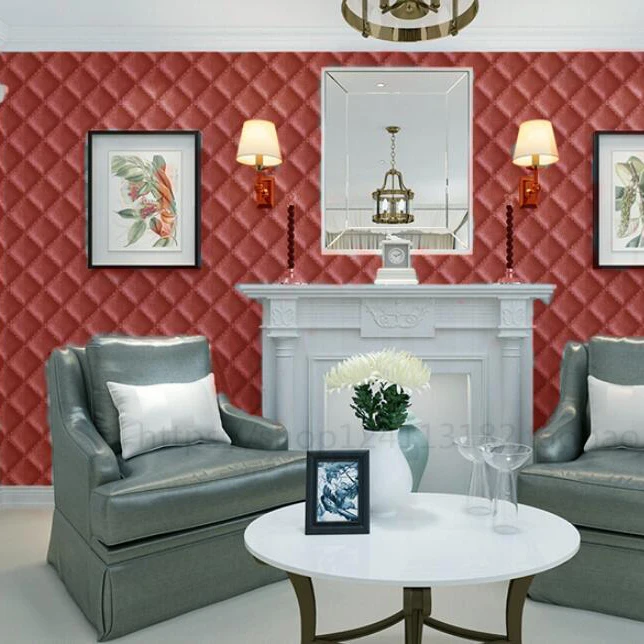 3D Кожа мягкая сумка ромб гостиная обои современный телевизор фоне стены