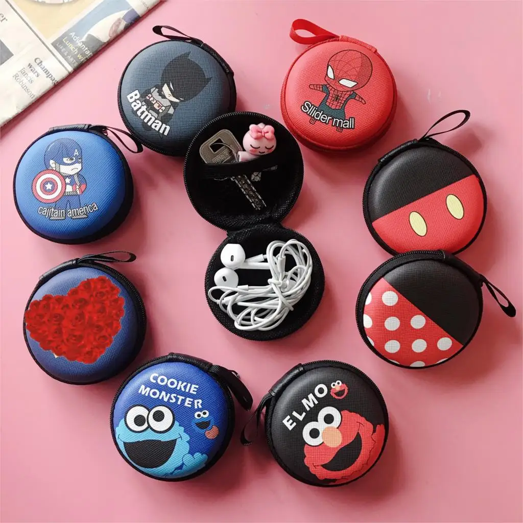 Мстители Marvel Melody Сейлор Мун Улица Сезам узор наушники USB кабель коробка для хранения сумка на молнии 7,5 см* 7,5 см