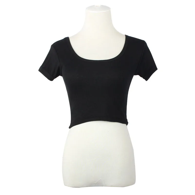 Новинка 2019 Женские базовые футболки топы укороченный сексуальный кроп топ