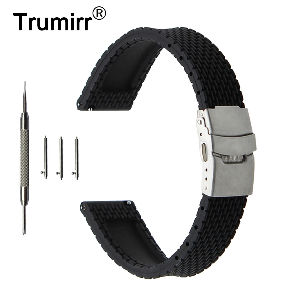 

Quick Release Silicone Rubber Watchband 17mm 18mm 19mm 20mm 21mm 22mm 23mm 24mm for Orient Strap Wrist Belt Bracelet +Spring Bar