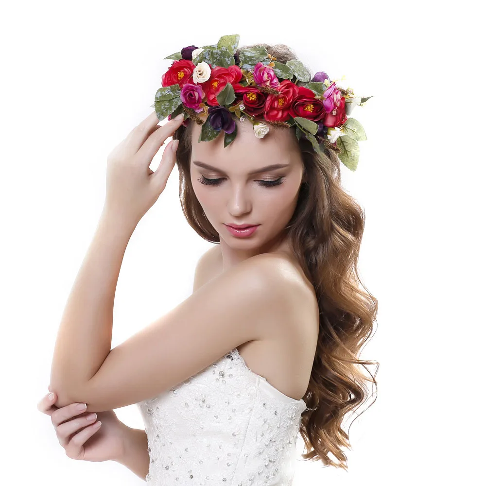 Artificial Rose Leaf Wreath Floral Crown Headpiece Hair band Wedding Hoop | Детская одежда и обувь