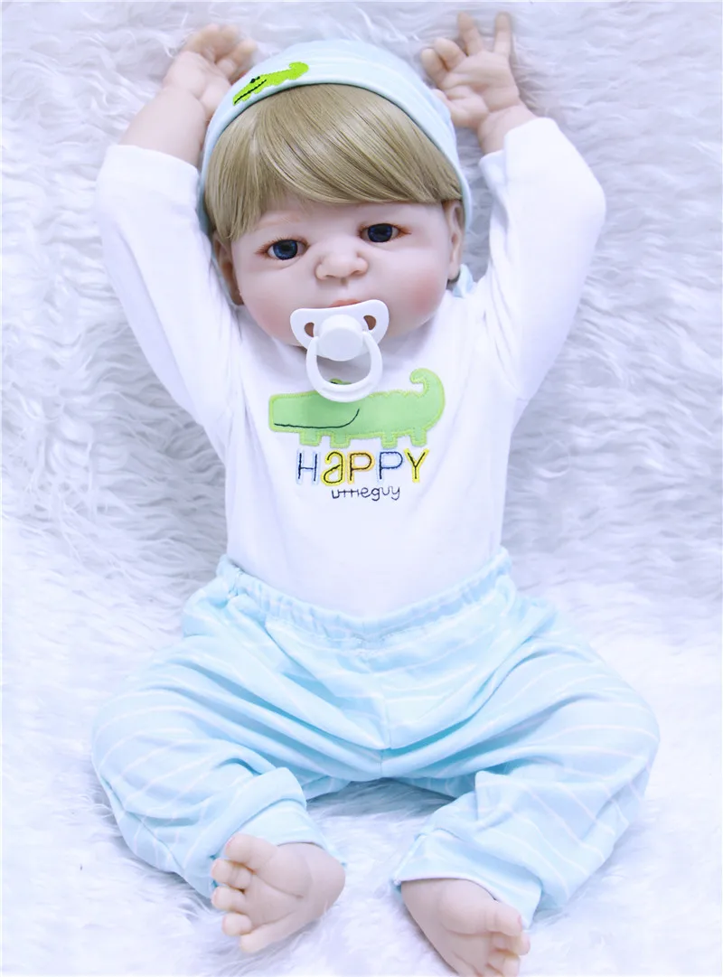 DollMai 22&quot full body silicone reborn dolls newborn baby fashion gift blond hair girl boy bebe alive bonecas | Игрушки и хобби