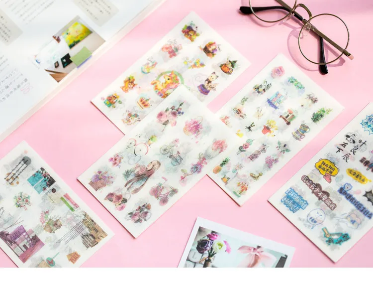 6 листов/упаковка Фэнтези канцелярские наклейки милый кот наклейки милые цветы наклейки для детей сделай сам Дневник Декоративные Скрапбукинг