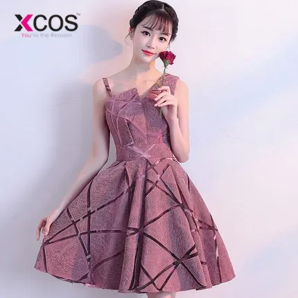 XCOS элегантные розовые короткие платья для выпускного с одним плечом девочек