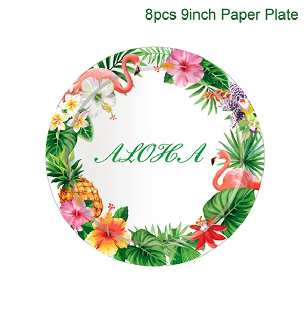 9 Inch Paper Plate FENGRISE пальмовых листьев в гавайском стиле вечерние украшения Гавайи тропический вечерние летние Фламинго участник Luau Свадебный декор Алоха, ананас - Цвет: 9 Inch Paper Plate