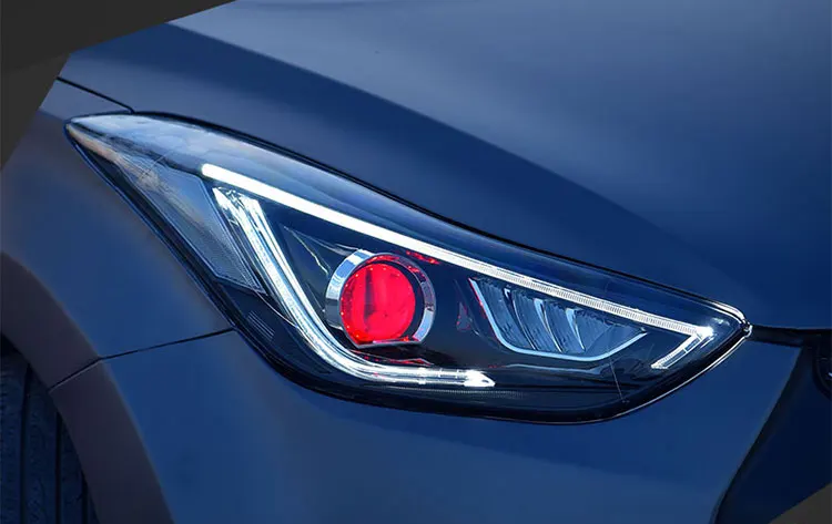 Автомобильный Стайлинг для hyundai Elantra MD светодиодный головной светильник в сборе 2013- Головной фонарь светодиодный H7 с комплектом hid светодиод дневного света 2 шт