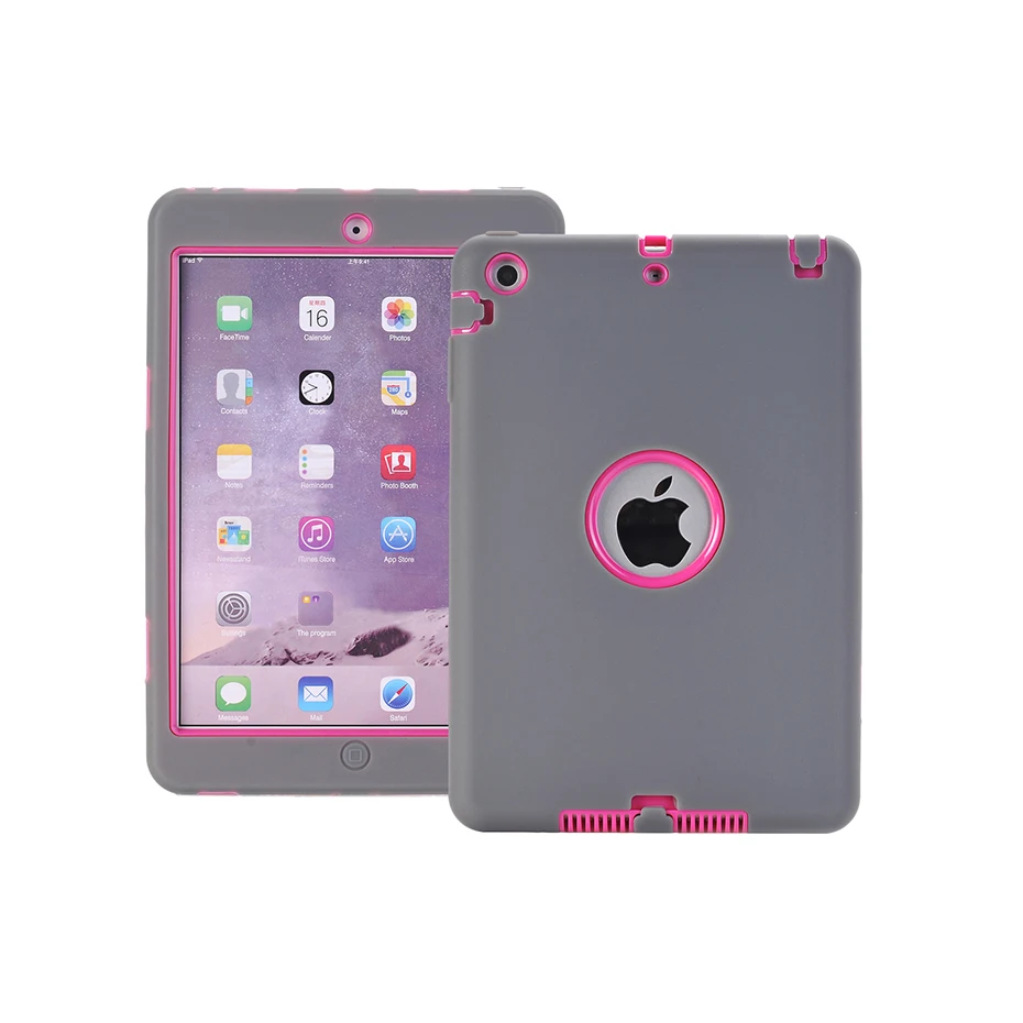 Mini Gray Rosered Чехол для iPad Mini 3 2 1 retina Kids безопасный защитный противоударный ударопрочный Ударопрочный силиконовый Жесткий чехол для планшета с защитой от царапин - Цвет: Mini Gray Rosered