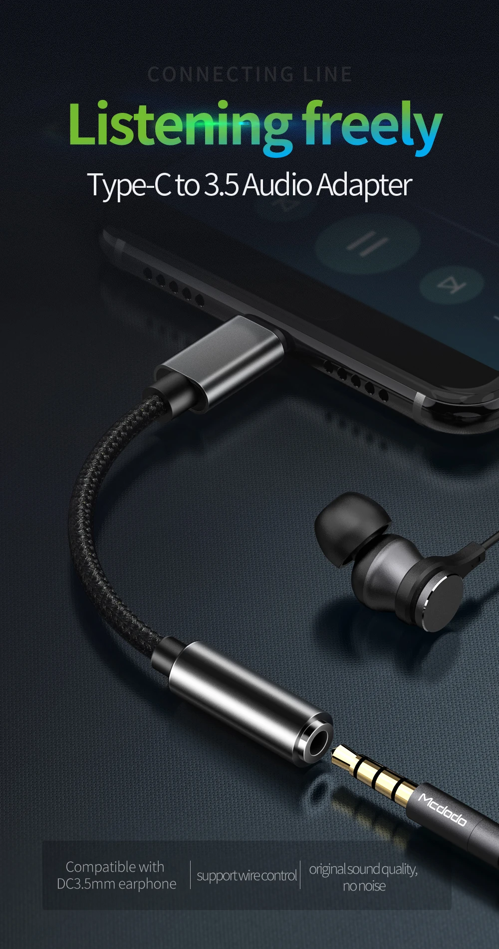 Mcdodo type C 3,5 Jack кабель для наушников USB C до 3,5 мм AUX Наушники Адаптер для huawei mate 20 P20 pro Xiaomi Mi 6 8 аудио кабель