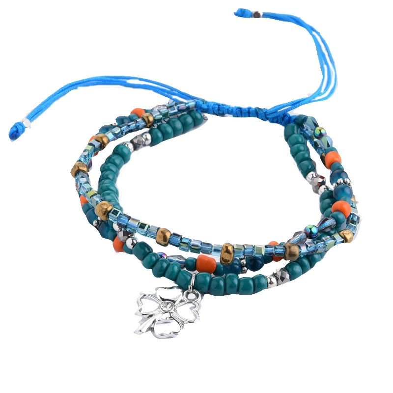 

Boho Friendship Bracelets For Women Adjustable Original Handmade Braided Chain DIY Charm Bracelet With Leaf Jewelry Gift bijoux